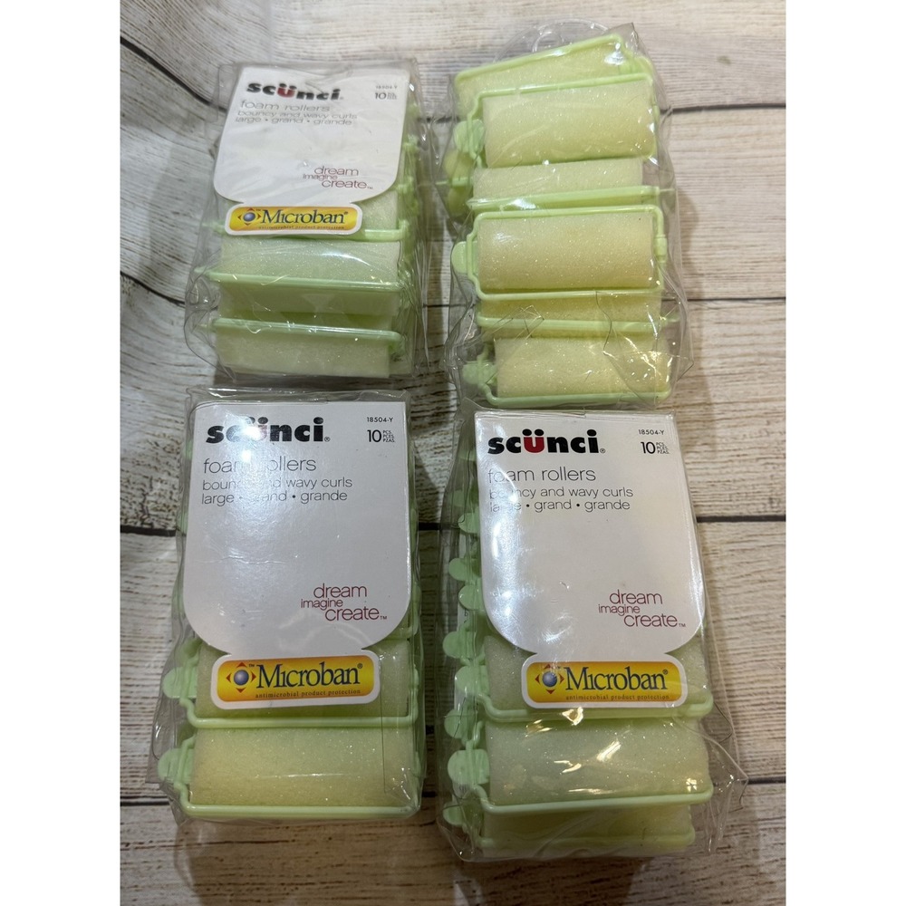 40 Total Rollers Lot of 4 Pkgs of 10 2007 Scunci Large Foam Microban Rollers T23